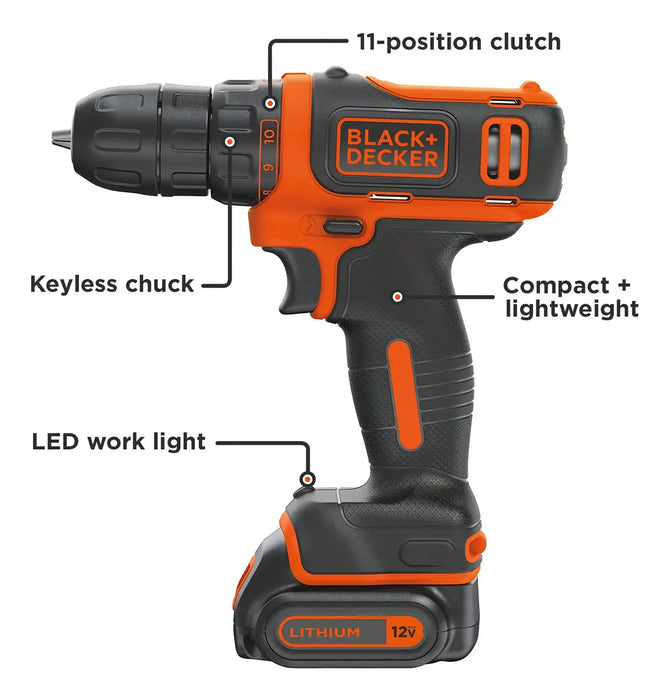 TALADRO BLACK+DECKER BCD702C1 20V 1.5AH GRADO B