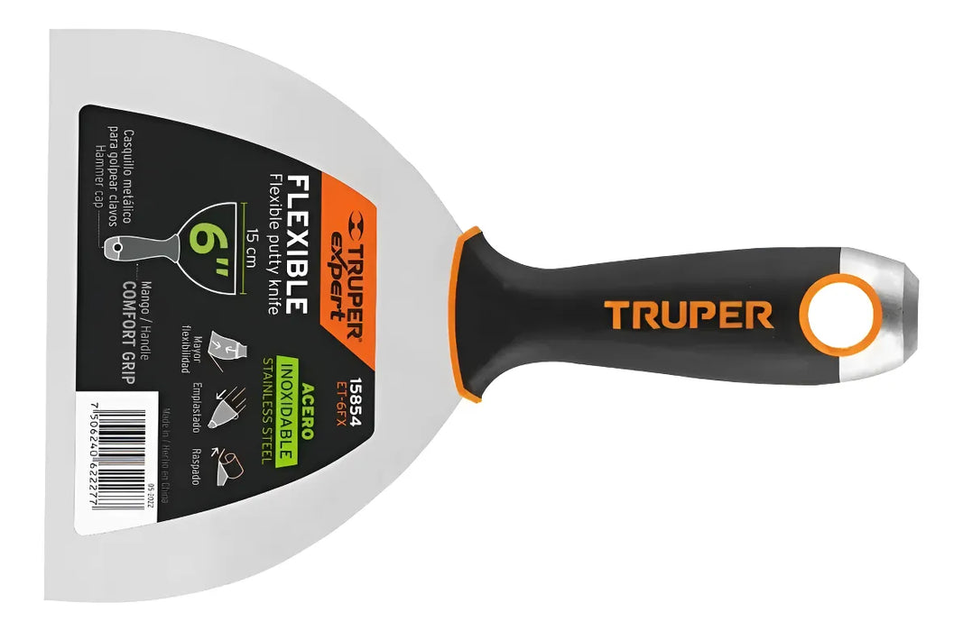 Pack De 6 Espatula Flexible 6' Acero Inox. Comfort Truper (Grado B)