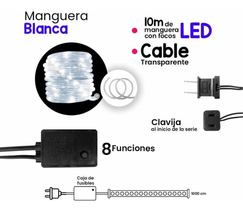 💡 MANGUERA LED 10M–LOTE DE 5 PIEZAS GRADO B💡