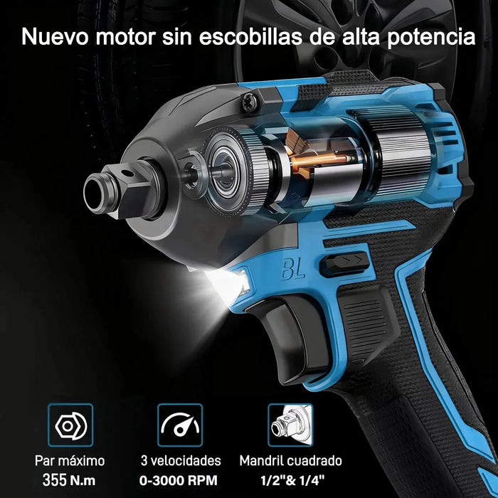 JUEGO DE TALADRO Y LLAVE DE IMPACTO ALSONEW 3 EN 1 2 BATERIAS AZUL GRADO B