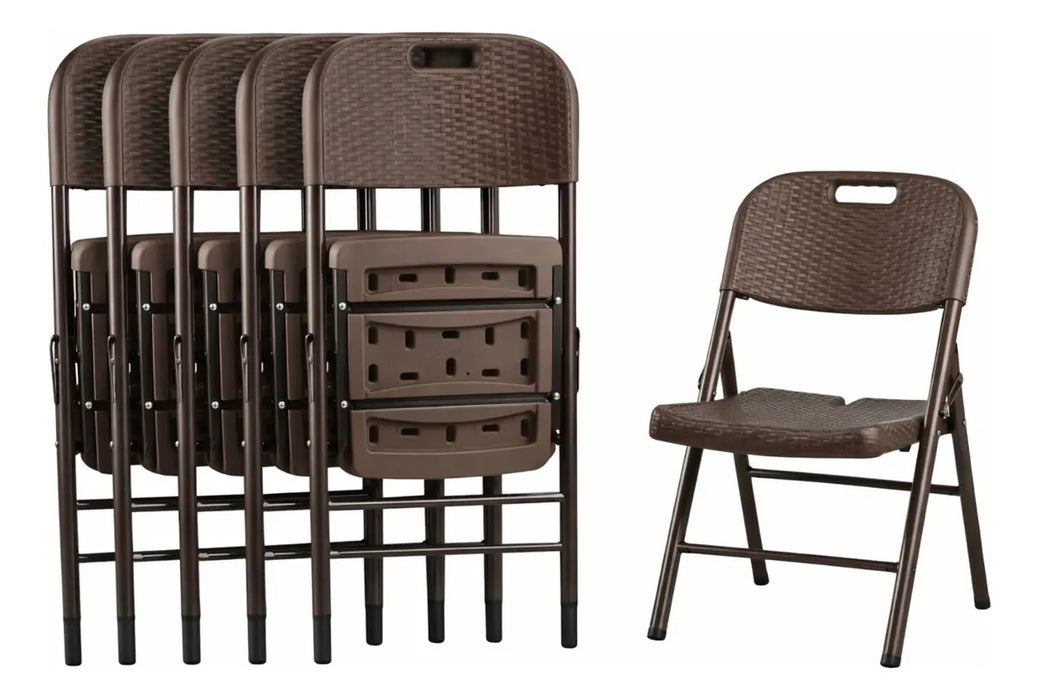 Silla Plegable De Plástico Resistente Y Ligera 6 Pz Inmatmex Café GRADO B