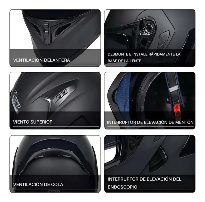 CASCO DE MOTOCICLETA CASCO ABATIBLE CERTIFICADO DOT/CCC 1 GRADO B