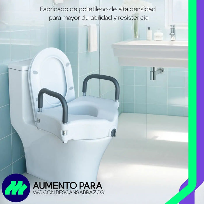Asiento Elevador y Extensión para WC con Apoyabrazos | Seguridad para Baño | Grado B