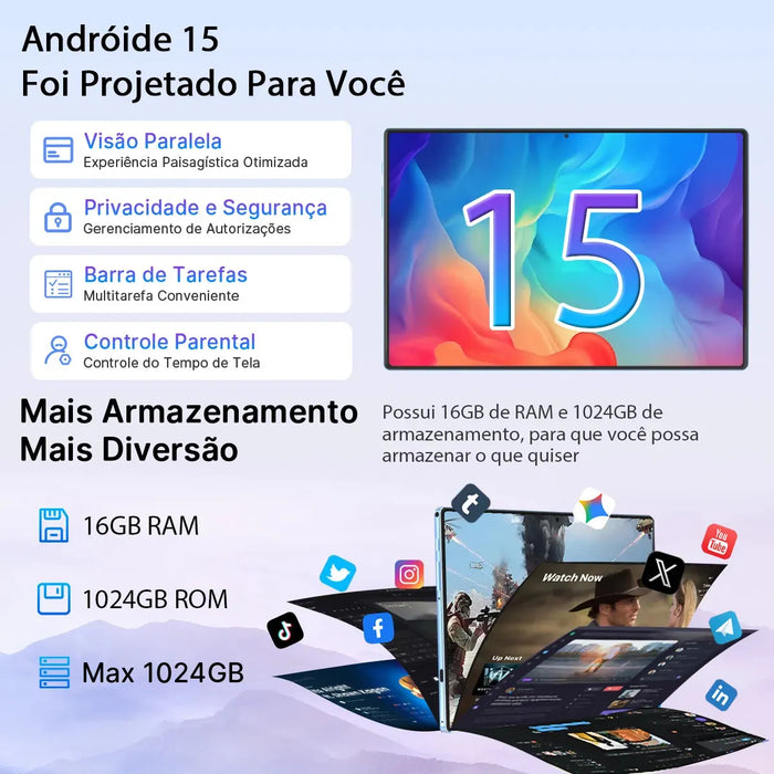 Tablet 10.1 Hd 16gb Ram 256gb Android 16 Dual Sim 8000mah GRADO B