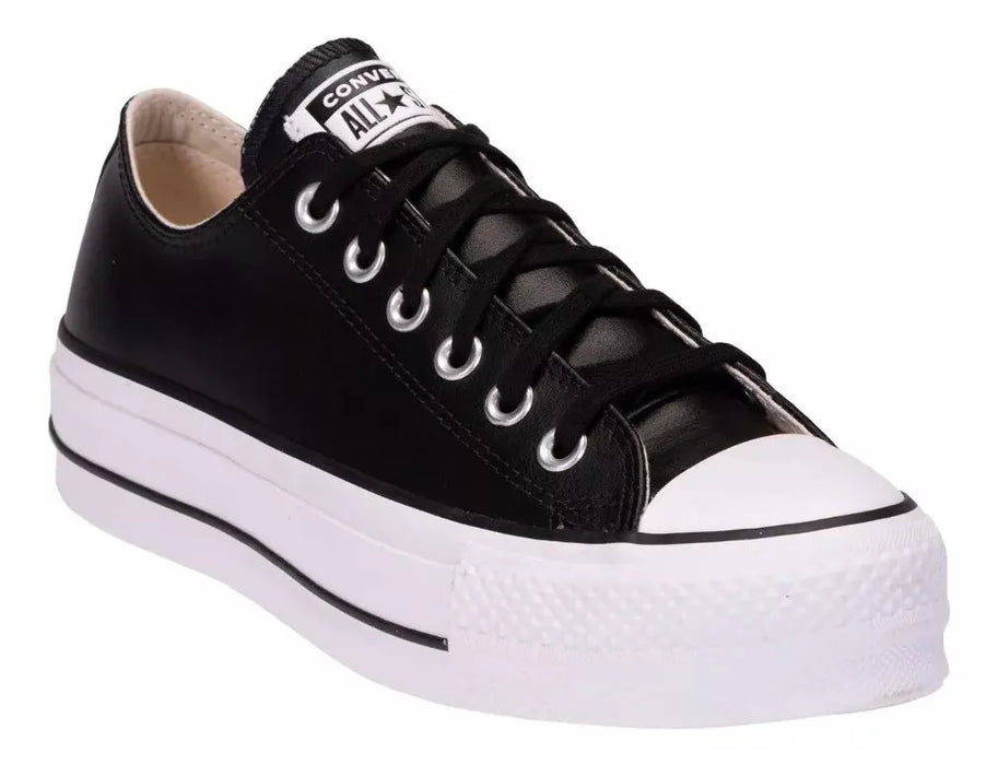 TENIS PARA MUJER CONVERSE ALL STAR CHUCK TAYLOR LIFT PLATFORM LEATHER LOW TOP - ESTILO URBANO TALLA 25.5 MX/ 24.5 CM