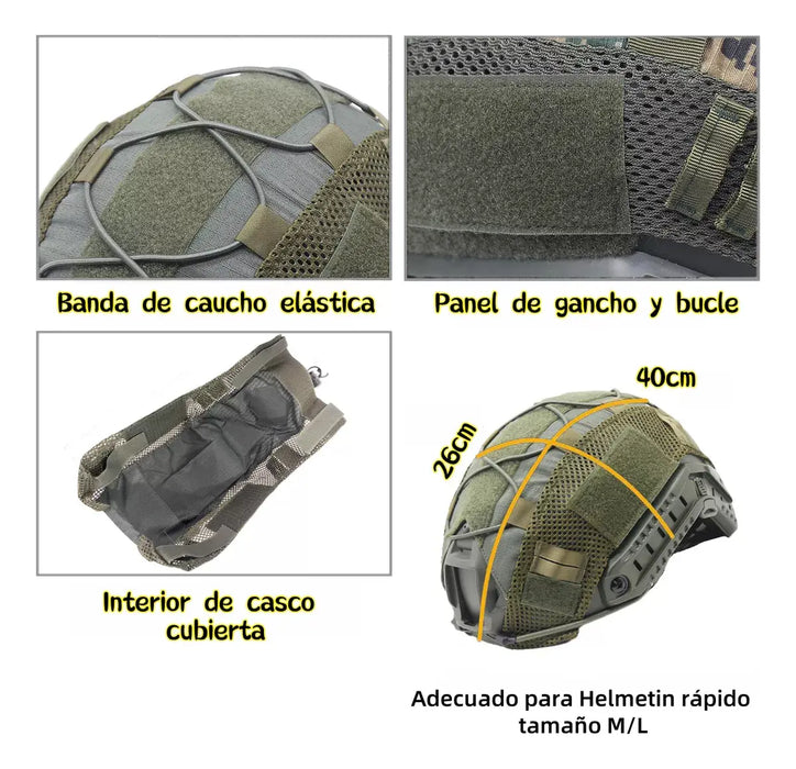 FORRO PARA CASCO TACTICO VARIOS COLOR MILITAR EQUIPO TACTICO LOTE 26 PZAS GRADO B