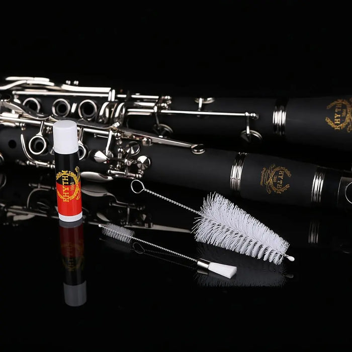 CLARINETE EN SI BEMOL RHYTHM DE 17 LLAVES DE NÍQUEL PARA BANDA DE VIENTO GRADO B
