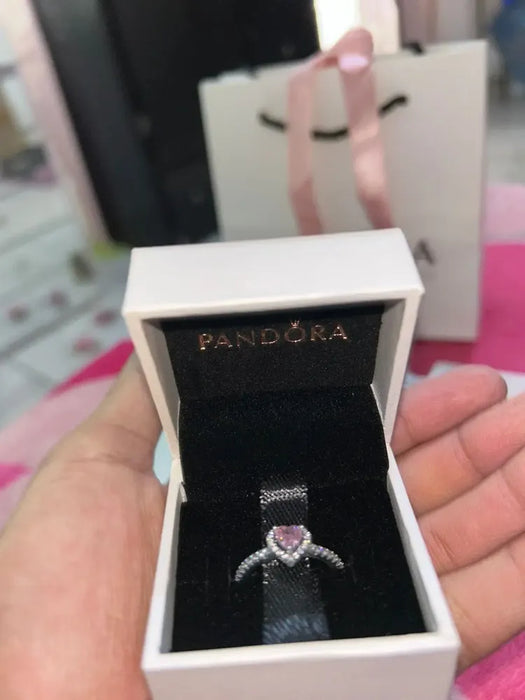 Anillo Sello con Corazón Rosa Color Plateado | Grado B