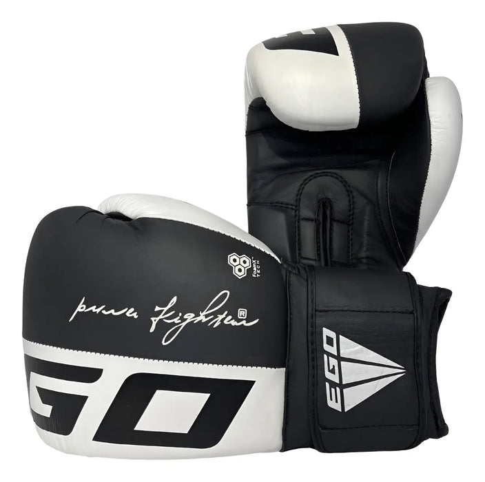 Guantes De Boxeo Ego 16oz blanco con negro-Grado B