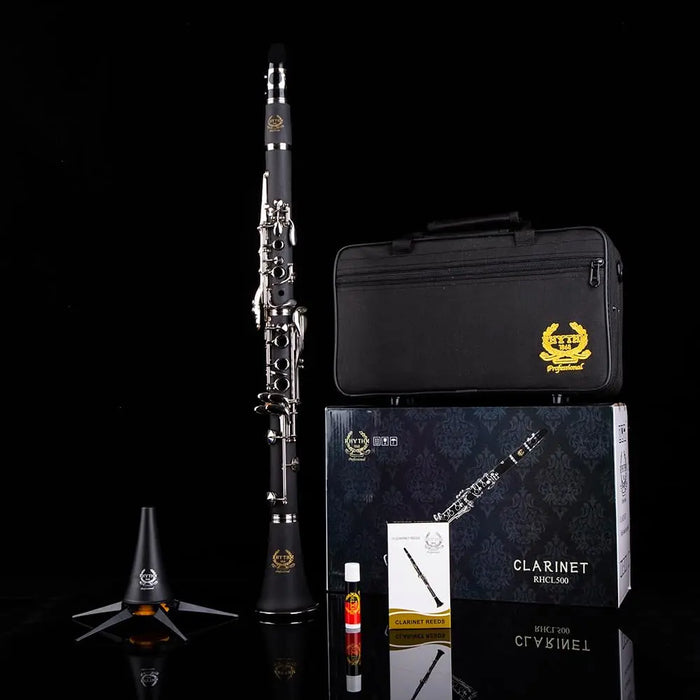 CLARINETE EN SI BEMOL RHYTHM DE 17 LLAVES DE NÍQUEL PARA BANDA DE VIENTO GRADO B