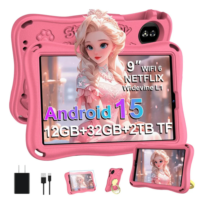 TABLET KID 2026 9 PULGADAS ANDROID 15 32GB 2TB ROSA GRADO B