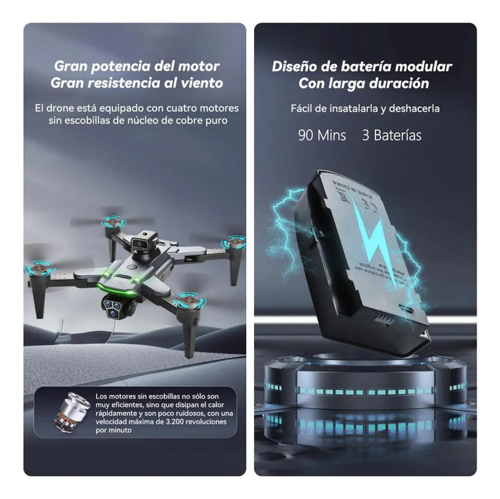 .MINI DRON 8K HYTOBP CON DUAL CÁMARA HD PROFESIONAL DRON GPS 5GHZ TRES BATERÍAS GRADO B - TiendaKomet México