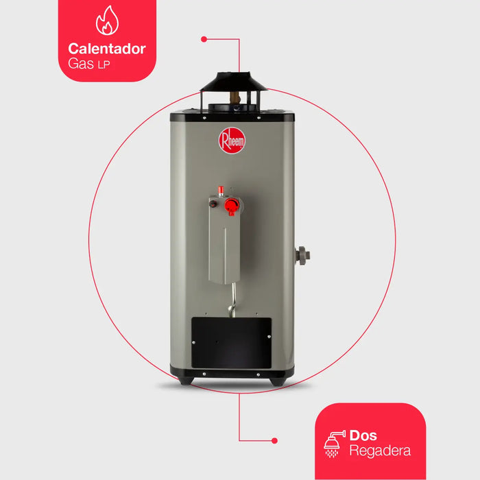 CALENTADOR AGUA RHEEM RÁPIDA RECUPERACIÓN 10L/M GAS NAT GRIS CLARO 28 GRADO B