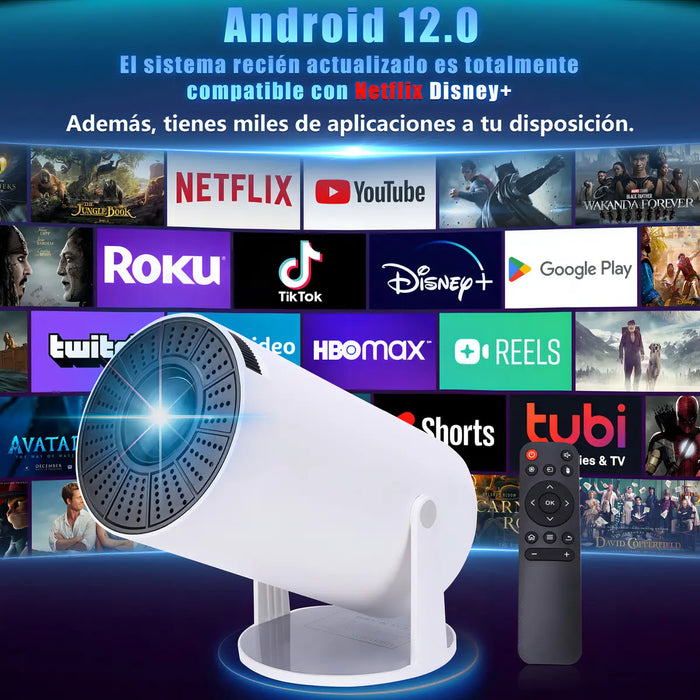 PROYECTOR LAVAVIDA MX003 PORTÁTIL ANDROID MINI SMART TV 4K HD LED 1080P 12000 LM PROYECTOR PROFESIONAL CON WIFI Y BLUETOOTH BLANCO GRADO B