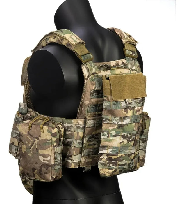 CHALECO TACTICO PORTA PLACAS YAKEDA CAMO 3D VERDE UNIVERSAL GRADO A