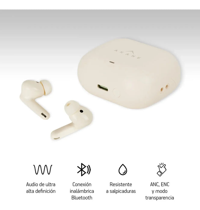 AUDÍFONOS INALÁMBRICOS BLUETOOTH 5.3 CANCELACIÓN DE RUIDO ACTIVA ANC 35 DB CON BASE DE CARGA BLANCO GRADO B