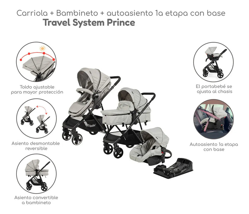 CARRIOLA TRAVEL SYSTEM PRINCE 0 A 36 MESES O GRADO B