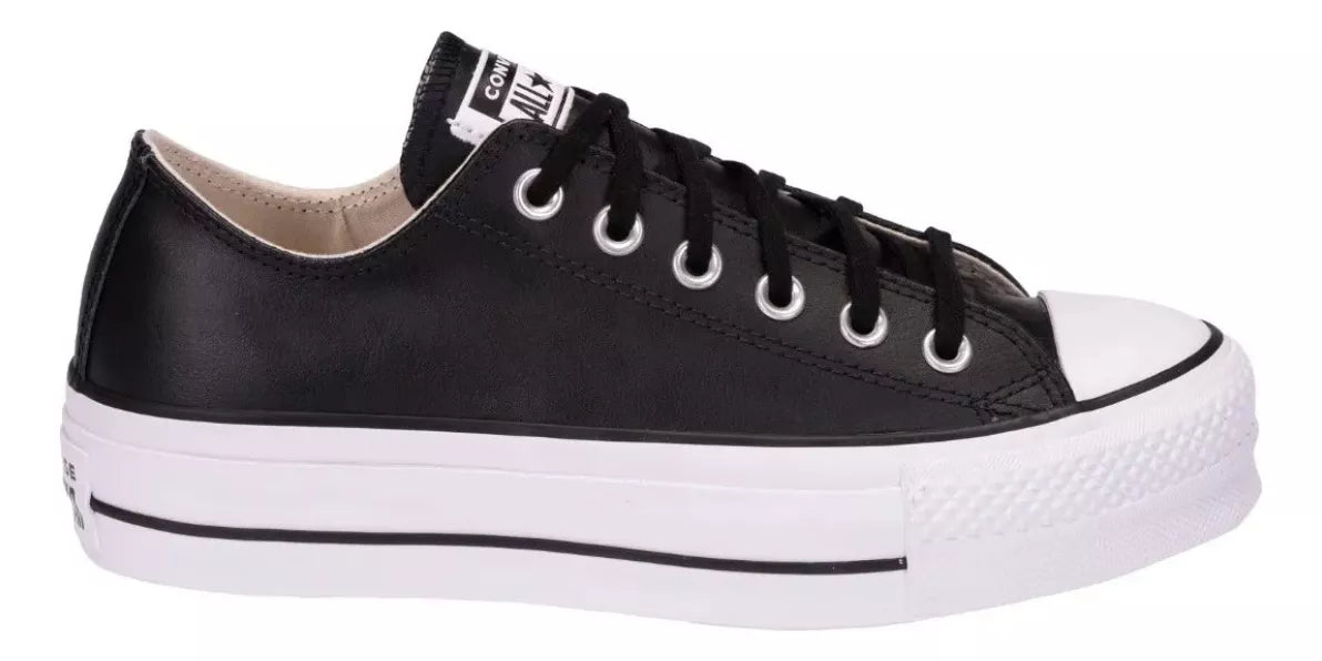 TENIS PARA MUJER CONVERSE ALL STAR CHUCK TAYLOR LIFT PLATFORM LEATHER LOW TOP - ESTILO URBANO TALLA 25.5 MX/ 24.5 CM
