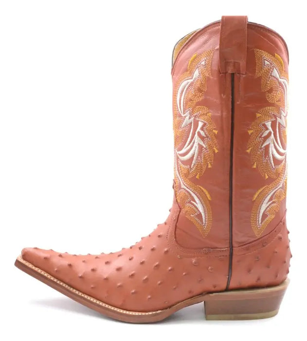 Botas De Piel Vaqueras Chihuahua Grabado Avestruz Suela Cuero talla #5mx (Grado B)