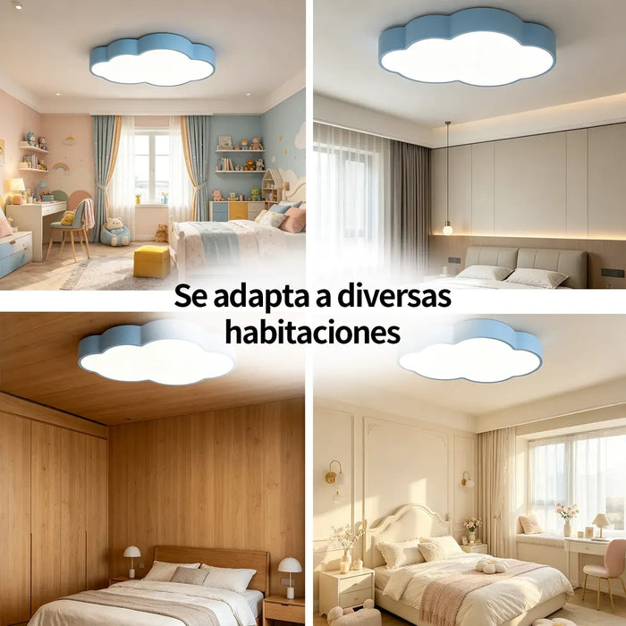 Lámpara Colgante Diseño Nube | LED 48W | 3 Tonos de Luz | Ideal para Cuarto Infantil | Color Azul | Grado B ✨