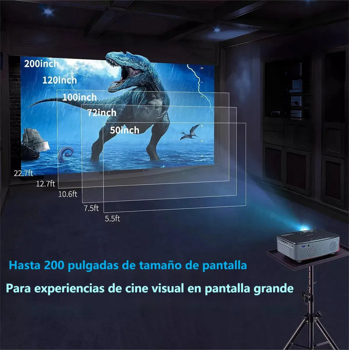PROYECTOR 4K PROFESIONAL 12000 LÚMENES 1080P WIFI FULL HD COMPATIBLE CON DISPOSITIVOS ANDROID PROYECTOR PORTÁTIL, IOS Y COMPUTADORAS GRIS METALIZADO  GRADO A