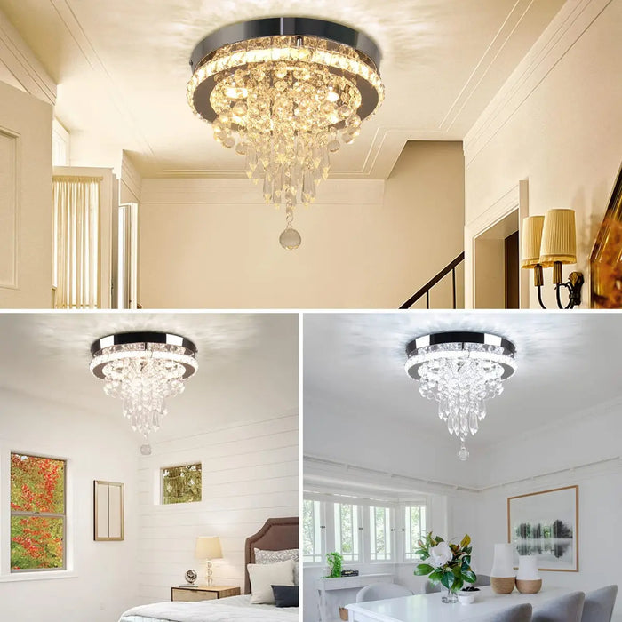 LÃ¡MPARA TECHO COLGANTE CRISTAL MODERNA DECORACIÓN LUJOSO PLATEADO GRADO B