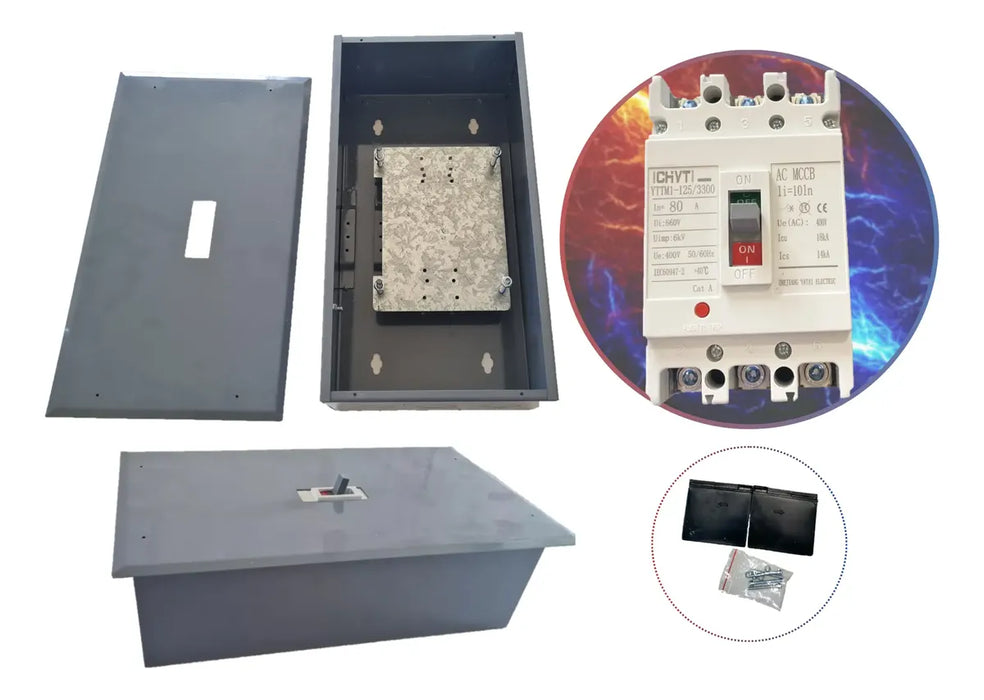 Gabinete + Interruptor 80 Amper Caja Moldeada 3 Polos Termo Sobreponer-GRADO B