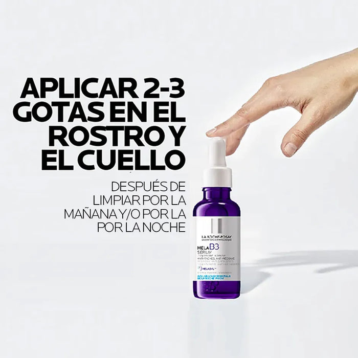 LA ROCHE-POSAY MELA B3 SÉRUM ANTIMANCHAS CORRECTOR INTENSIVO CON NIACINAMIDA 10% Y MELASYL PARA PIEL CON MANCHAS OSCURAS Y TONO DESIGUAL, 30 ML DÍA/NOCHE   |  GRADO A