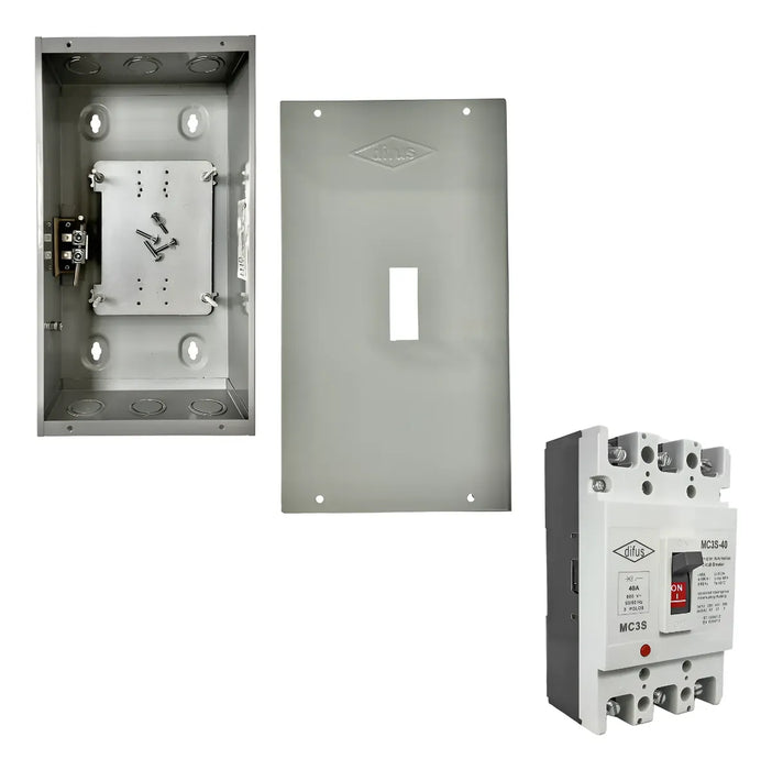 Gabinete + Interruptor 40 Amper Caja Moldeada 3 Polos Termo Empotrar GRADO B