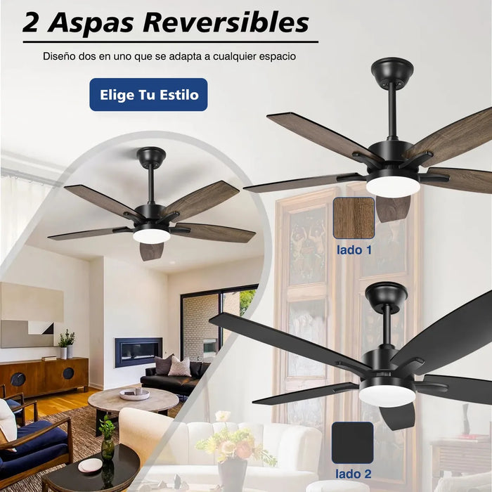VENTILADOR TECHO MODERNO 42 PULGADAS 1.07M 5 ASPAS NEGRO AMARILLO MADERA GRADO B