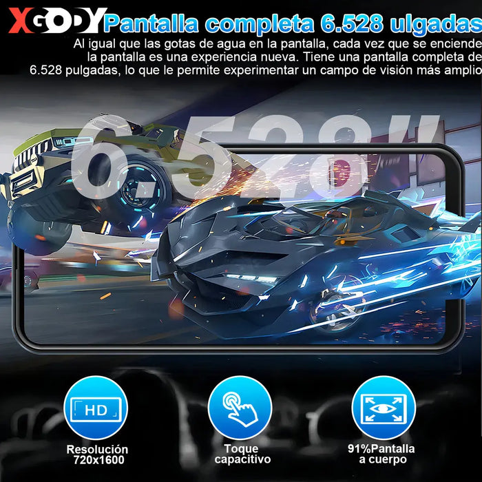 XGODY V80J DUAL SIM SMARTPHONE, 6.528  DISPLAY, 128GB RAM, 6GB INTERNAL MEMORY, GRAY, ANDROID 13, GAMING READY GRADO B