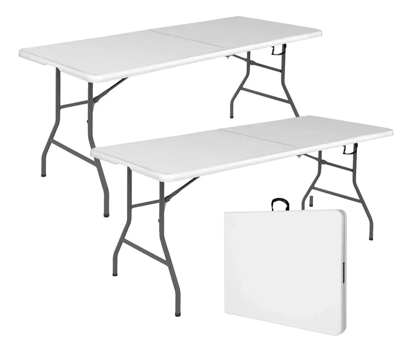 Paquete De 2 Mesas Plegables Portafolio De PlÃ¡stico 180cm Blanco GRADO A