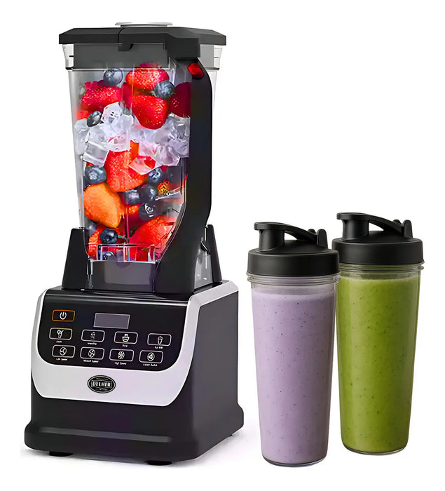Licuadora Delher 2l 1200w Negro Con 2 Vasos Para Smoothies (grado B)