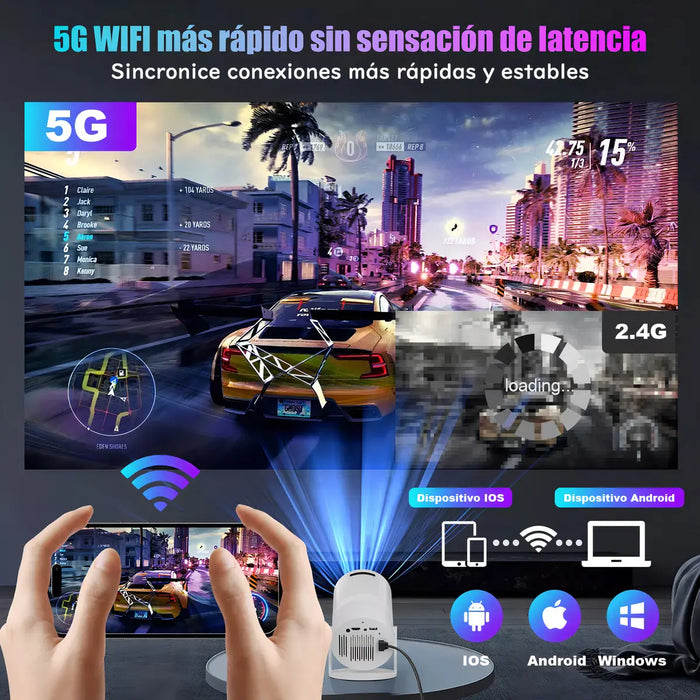 PROYECTOR LAVAVIDA MX003 PORTÁTIL ANDROID MINI SMART TV 4K HD LED 1080P 12000 LM PROYECTOR PROFESIONAL CON WIFI Y BLUETOOTH BLANCO GRADO B