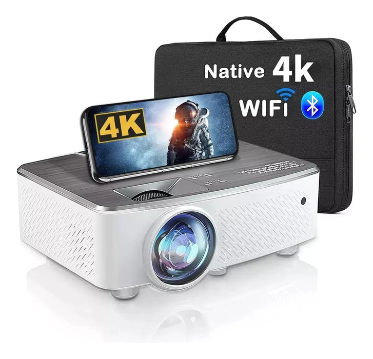 PROYECTOR 4K PROFESIONAL 12000 LÚMENES 1080P WIFI FULL HD COMPATIBLE CON DISPOSITIVOS ANDROID PROYECTOR PORTÁTIL, IOS Y COMPUTADORAS GRIS METALIZADO  GRADO A