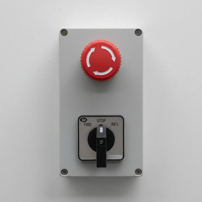 BOTONERA SELECTOR REVERSIBLE 3 POSICION 20A PARO EMERGENCIA GRIS GRADO B