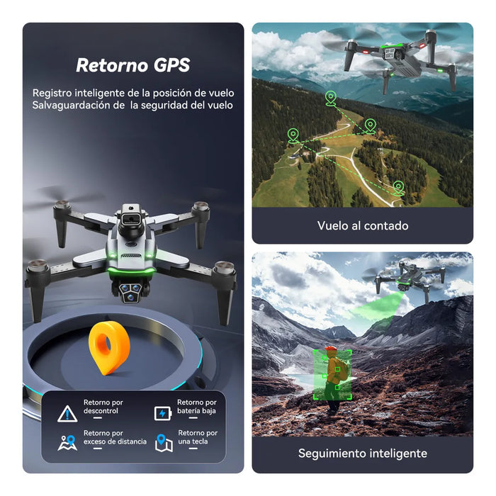 .MINI DRON 8K HYTOBP CON DUAL CÁMARA HD PROFESIONAL DRON GPS 5GHZ TRES BATERÍAS GRADO B - TiendaKomet México