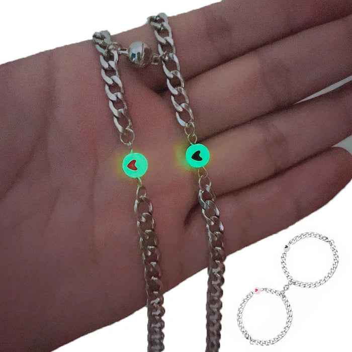 ✨ 2 PZAS PULSERA PAREJA CUBANA IMAN DIJE COLOR PLATA REGALO LOTE 30 PZAS GRADO B ✨