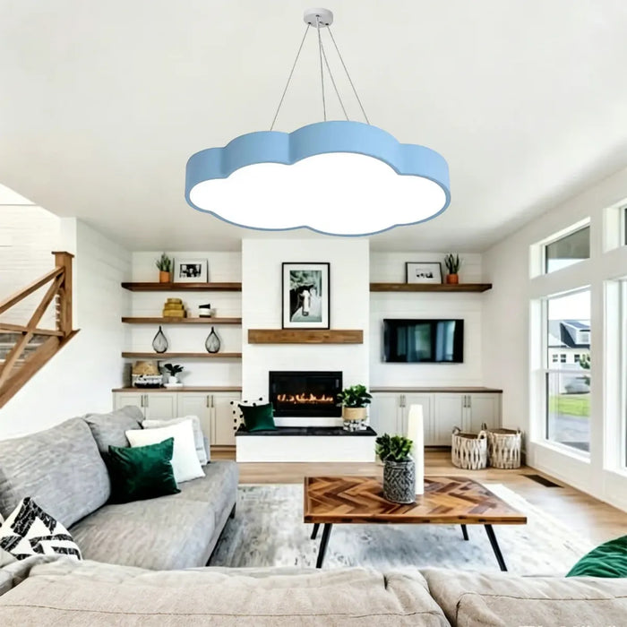 Lámpara Colgante Diseño Nube | LED 48W | 3 Tonos de Luz | Ideal para Cuarto Infantil | Color Azul | Grado B ✨