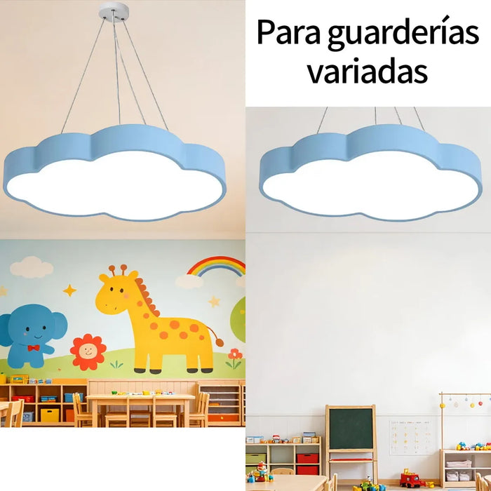 Lámpara Colgante Diseño Nube | LED 48W | 3 Tonos de Luz | Ideal para Cuarto Infantil | Color Azul | Grado B ✨