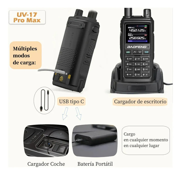 Radiocomunicacion Baofeng Uv17pro Max Gps Amfm Uhf Vhf Usb-c GRADO B