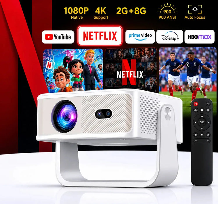 Proyector Dmtogeltd C6 Android 13, 1080P Nativo y 4K, con Wi-Fi 6 y Bluetooth GRADO A