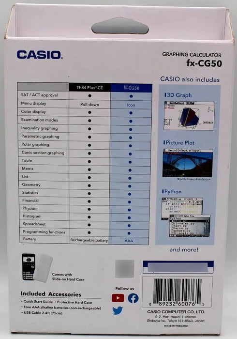 Casio PRIZM FX-CG50 - Calculadora gráfica de Color GRADO A