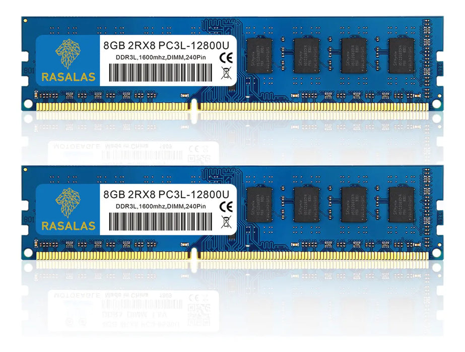 RASALAS DDR3 2X8GB 16GB 1600MHZ RAM GAMER AZUL PARA INTEL Y AMD DESKTOP PC3-12800 UDIMM DDR3L GRADO B