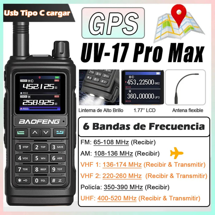 Radiocomunicacion Baofeng Uv17pro Max Gps Amfm Uhf Vhf Usb-c GRADO B