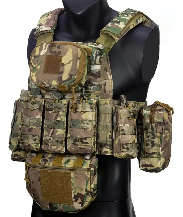 CHALECO TACTICO PORTA PLACAS YAKEDA CAMO 3D VERDE UNIVERSAL GRADO A