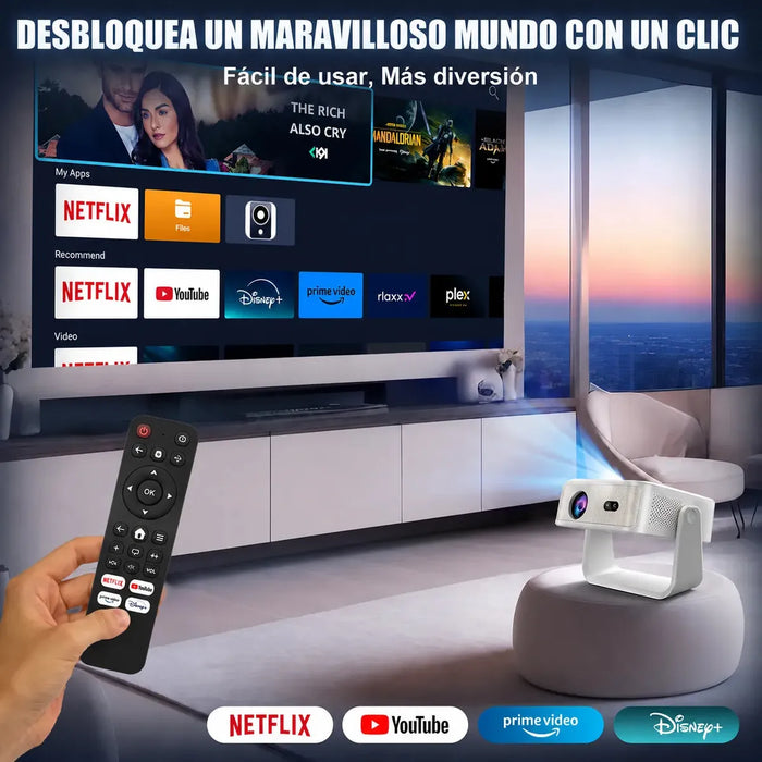 Proyector Dmtogeltd C6 Android 13, 1080P Nativo y 4K, con Wi-Fi 6 y Bluetooth GRADO A