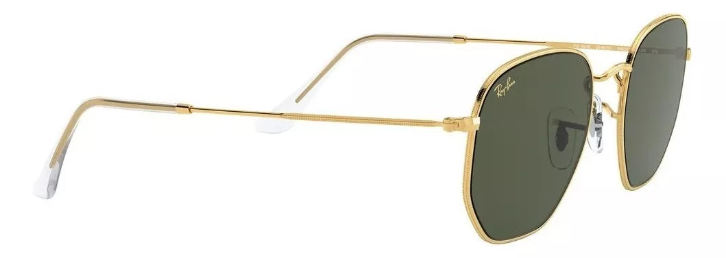 anteojos de sol ray-ban i-shape hexagonal talle standard armazón polished gold y lente green 6867 GRADO A