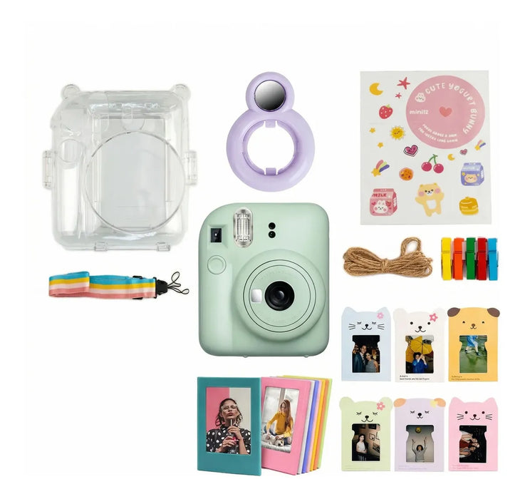 KIT INSTAX MINI 12 VERDE FUJI + PACK ACCESORIOS EXCLUSIVOS VERDE MENTA GRADO B