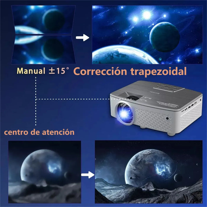PROYECTOR 4K PROFESIONAL 12000 LÚMENES 1080P WIFI FULL HD COMPATIBLE CON DISPOSITIVOS ANDROID PROYECTOR PORTÁTIL, IOS Y COMPUTADORAS GRIS METALIZADO  GRADO A